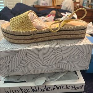 Corkys Yellow Espadrille Platform Shoes